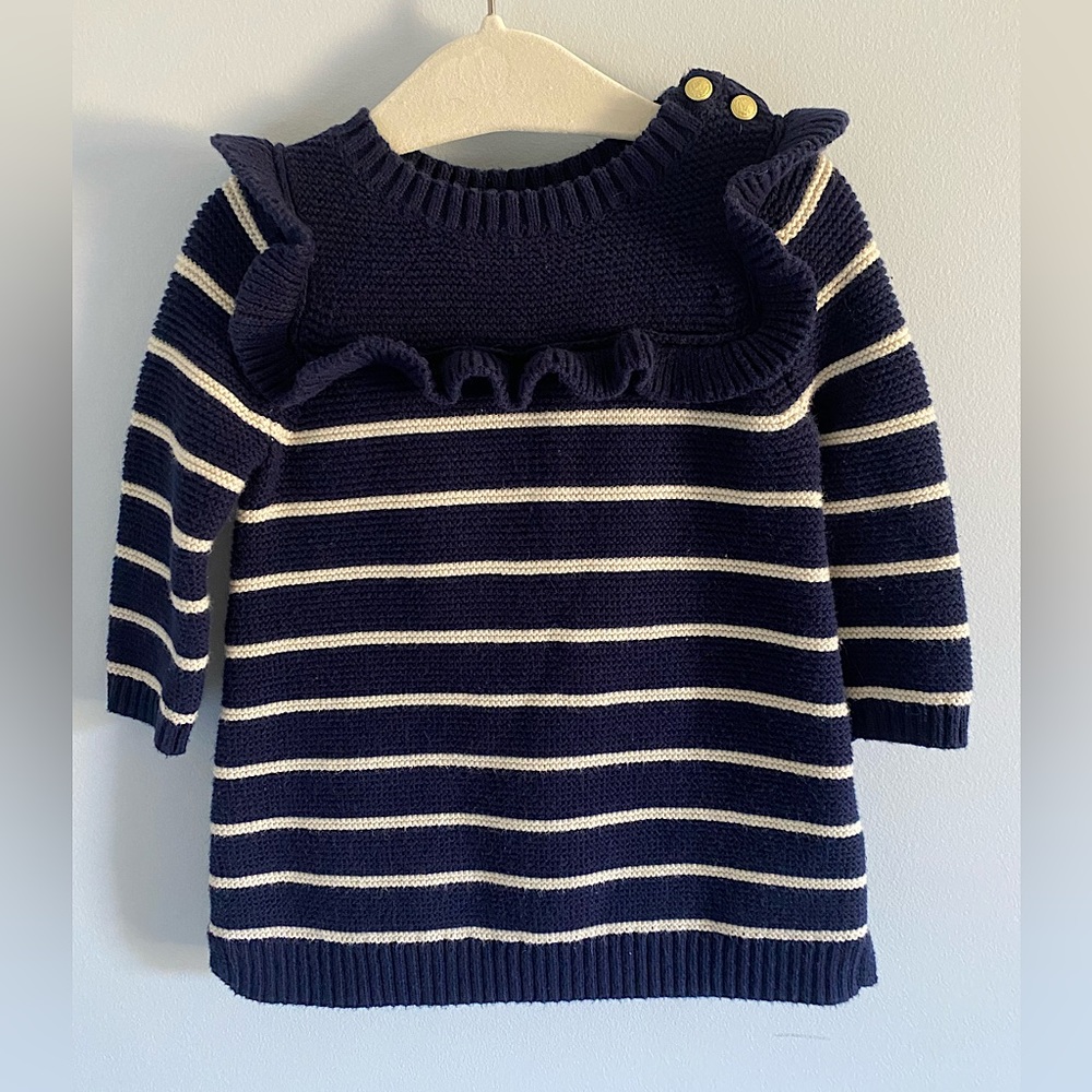 Baby Gap, 3-6mo, blue with cream striped sweater dress